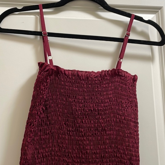 Shirred Tiered Layered Ruffled Red Dress - Picture 2 of 3